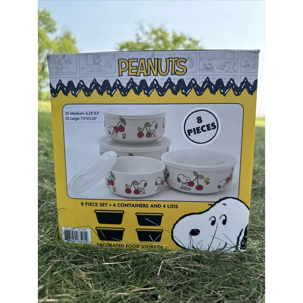 Peanuts 8 Piece Ceramic Food Storage set Containers & Lids